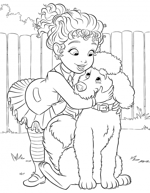 Nancy Clancy hugs Frenchy coloring page