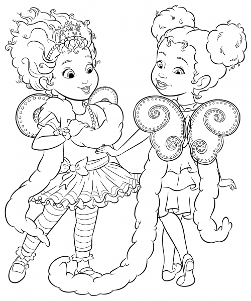 Dressed up Nancy Clancy and her sister coloring page
