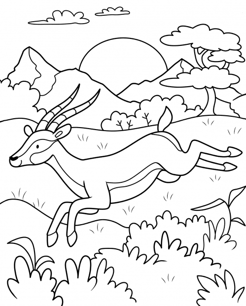 Cheerful antelope coloring page