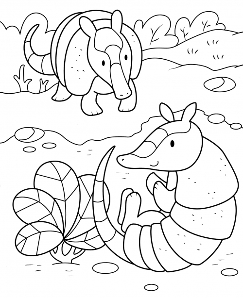 Jolly armadillos coloring page