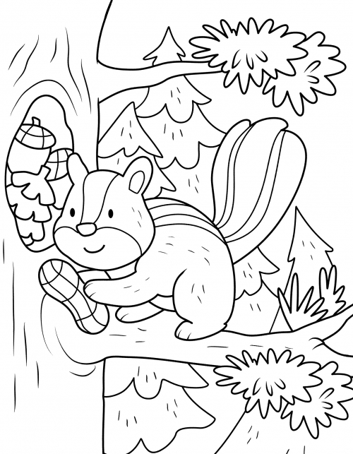 Beautiful chipmunk coloring page