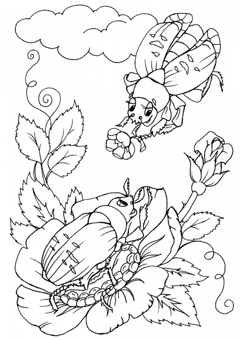 Cute bugs coloring page