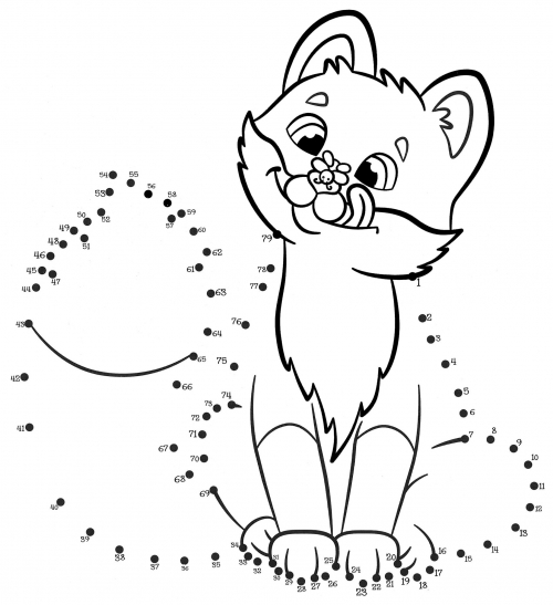 Kitten with a butterfly on its nose coloring page