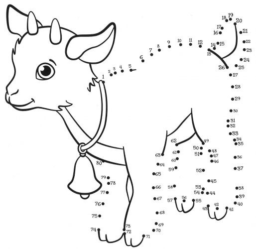 Goat with a bell on its neck coloring page