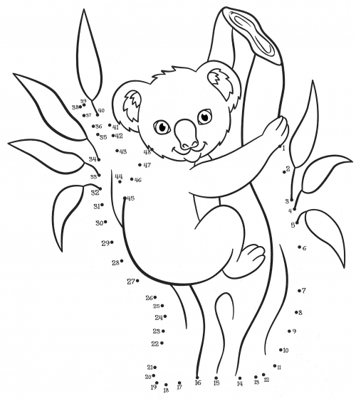 Mischievous koala coloring page