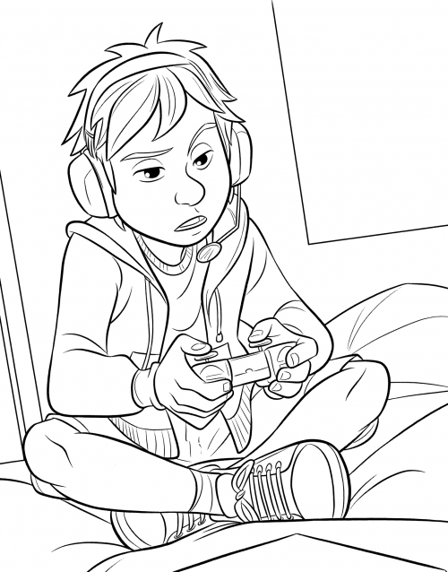 Jimmy in headphones coloring page