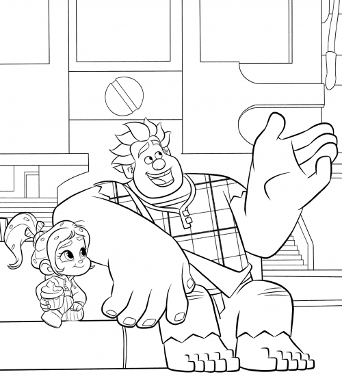Ralph and Vanellope coloring page