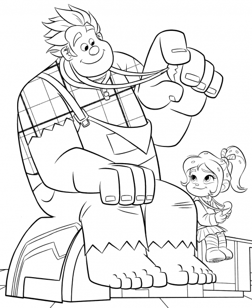 Friendly Ralph and Vanellope coloring page