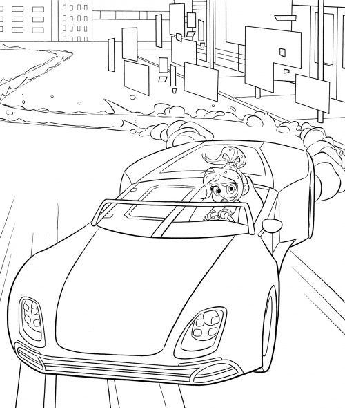 Vanellope is racing coloring page