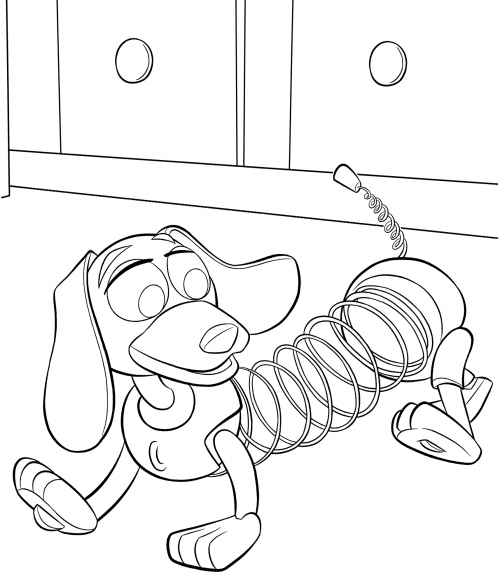 Slinky Dog on a walk coloring page