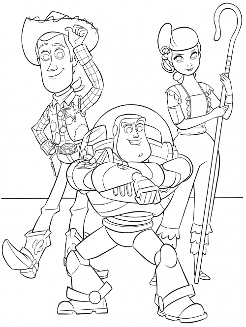 Woody and his friends coloring page