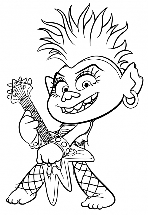 Queen Barb and her guitar coloring page