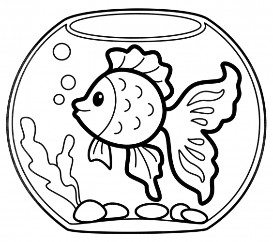 Fish in the aquarium coloring page