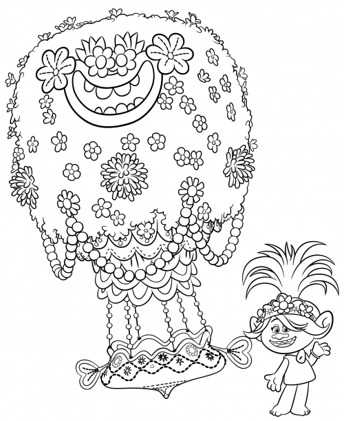Poppy and her balloon coloring page