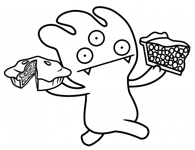 Tray three-eyed monster coloring page