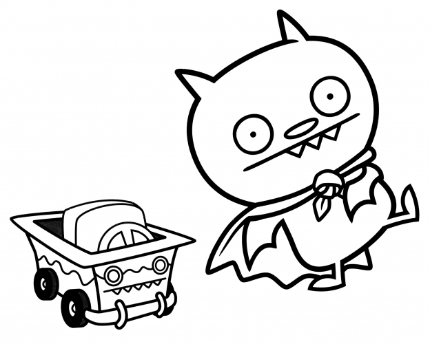 Lucky Bat with the car coloring page