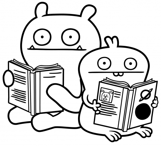 Wage and Babo read books coloring page