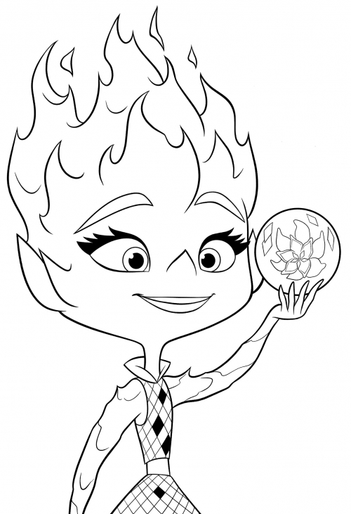 Ember with a flower coloring page