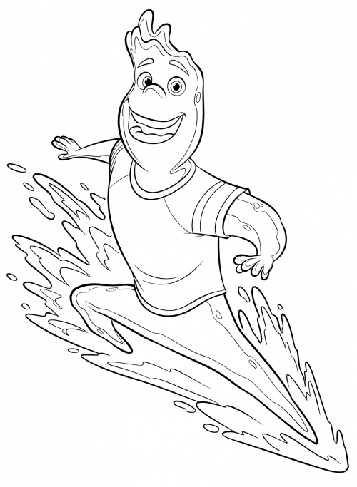 Wade's on a wave coloring page