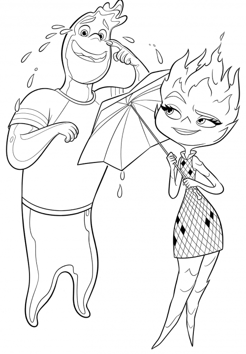 Ember and Wade are joking around coloring page