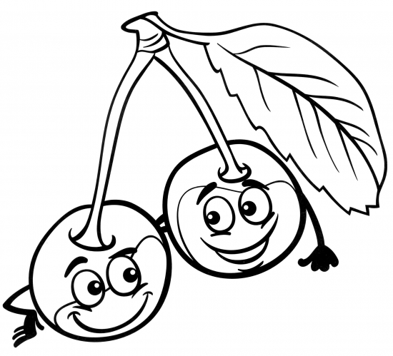 Two lovely cherries coloring page