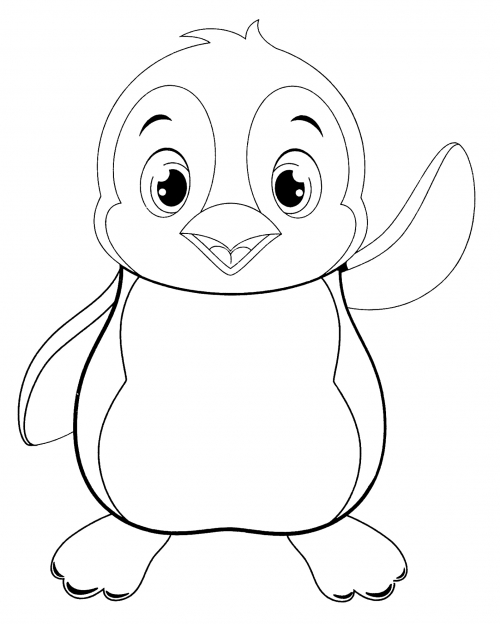 Polite penguin coloring page