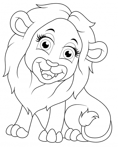 Lion with a lush mane coloring page