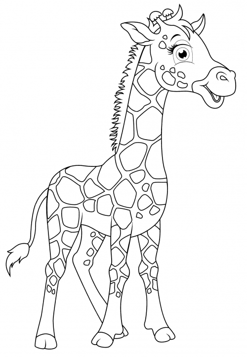Smart giraffe coloring page