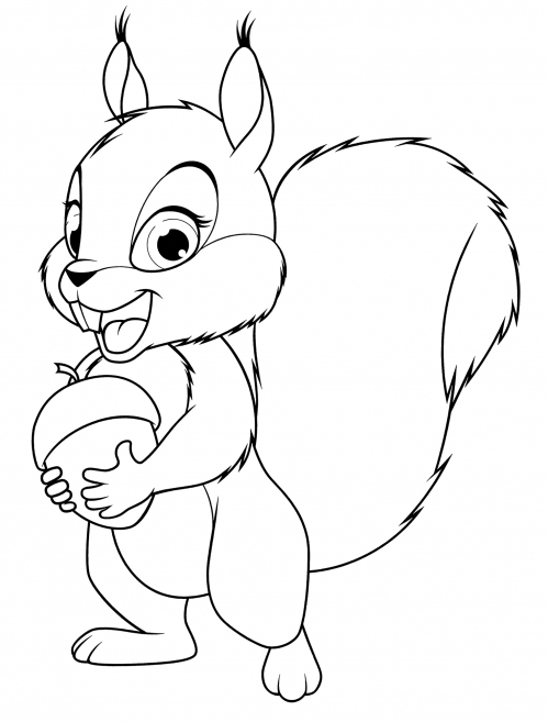 Carefree squirrel coloring page