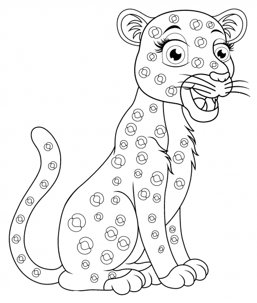 Brave leopard coloring page