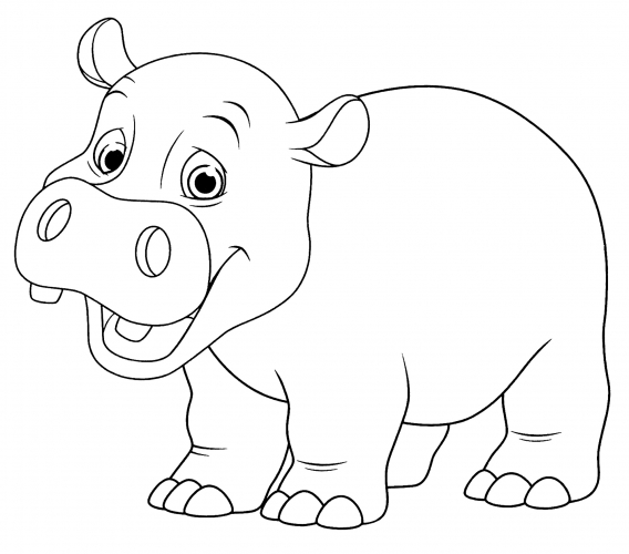 Clumsy hippo coloring page