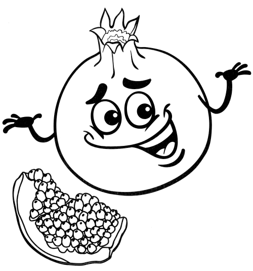 Funny pomegranate coloring page