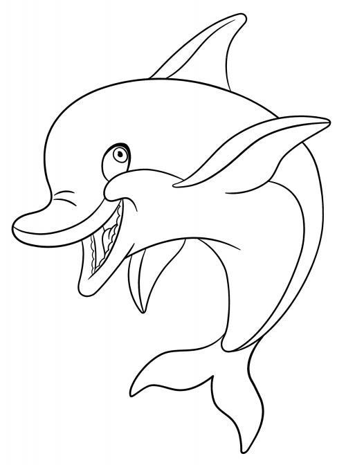 Friendly dolphin coloring page