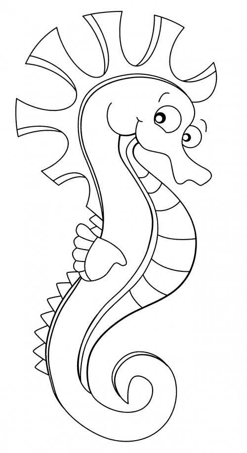 Thoughtful seahorse coloring page