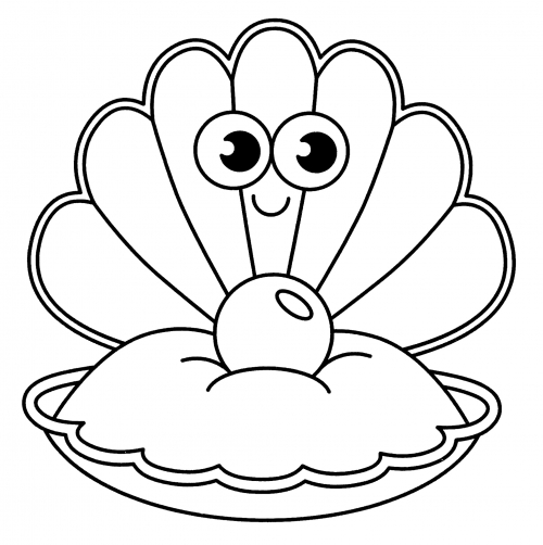 Smiling seashell coloring page