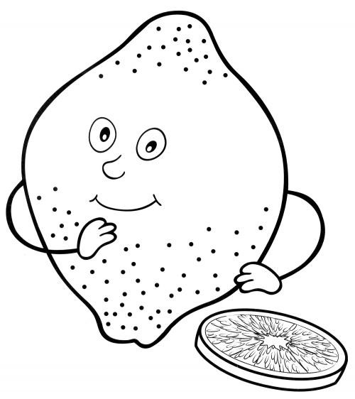 Cute lemon coloring page