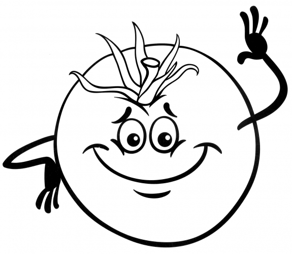 Friendly tomato coloring page