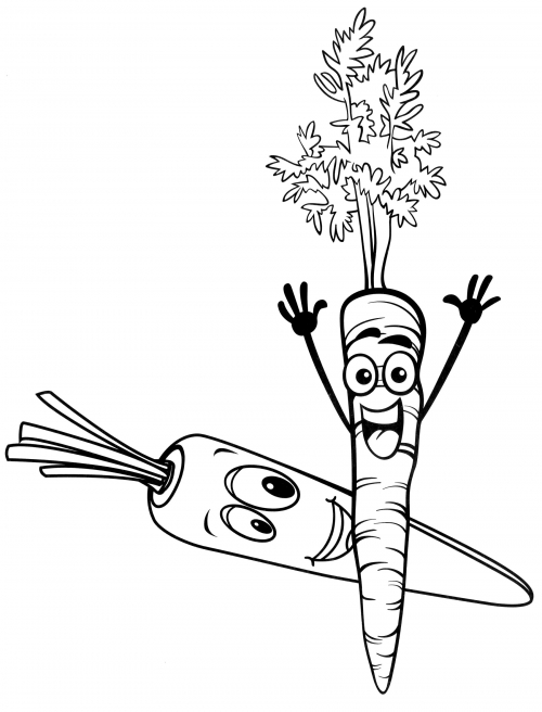 Cute carrots coloring page