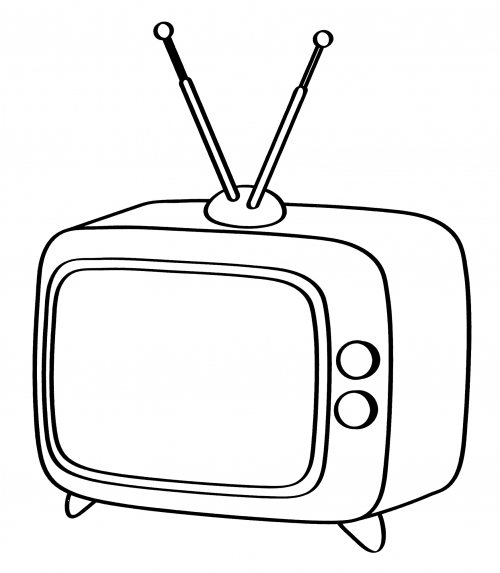 TV with antennas coloring page