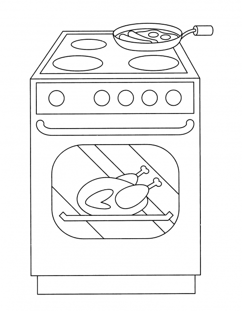 Kitchen stove with food coloring page