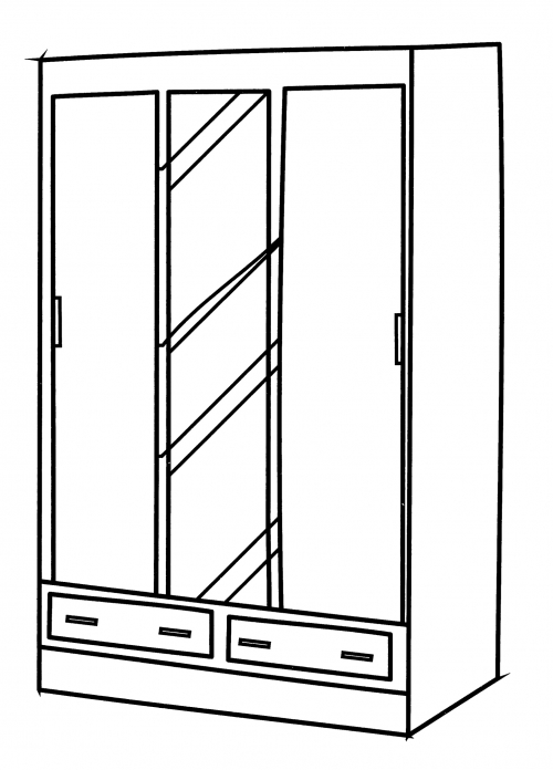 Large wardrobe with mirrors coloring page