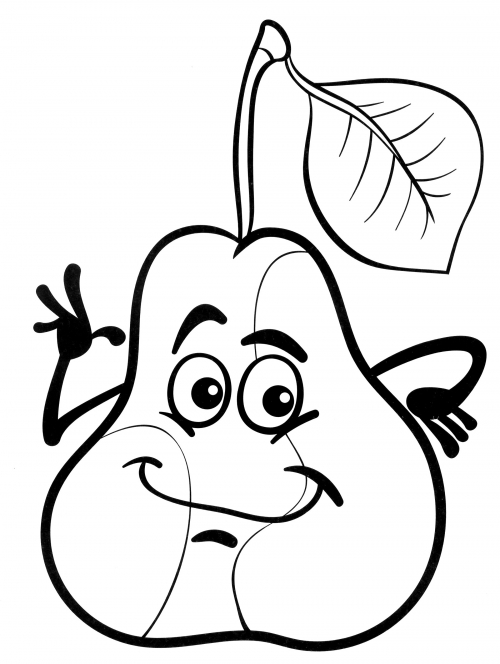 Friendly pear coloring page