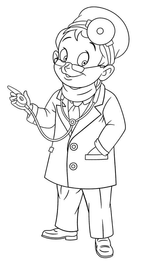 Doctor with a stethoscope coloring page