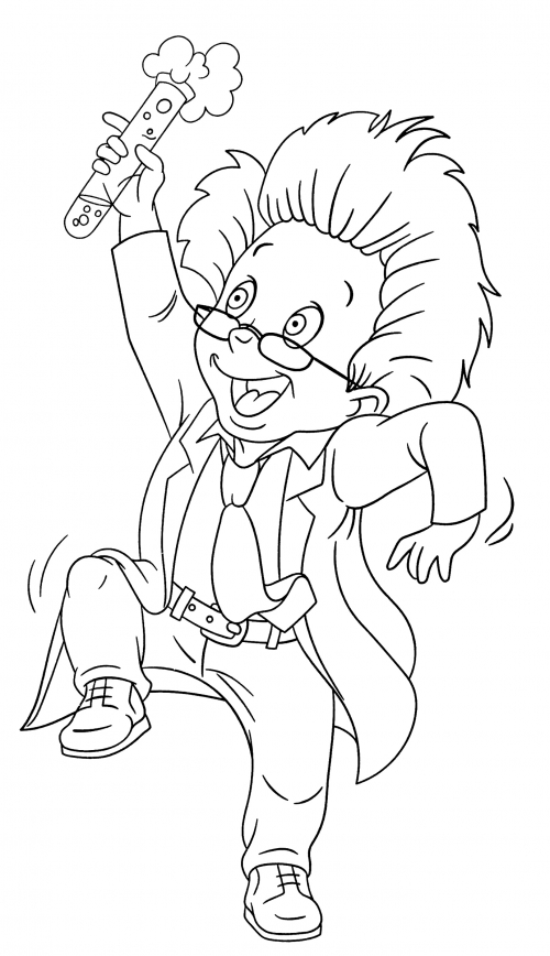 Mad scientist coloring page