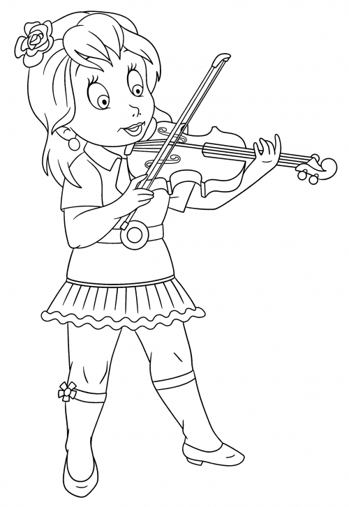 Talented violinist coloring page