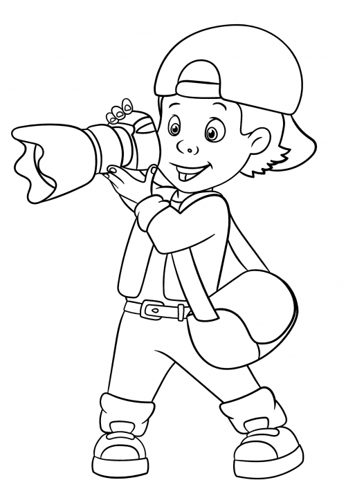 Photographer with camera coloring page