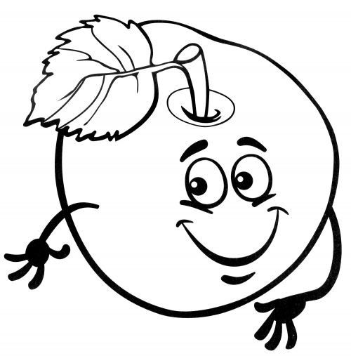 Smiling apple coloring page