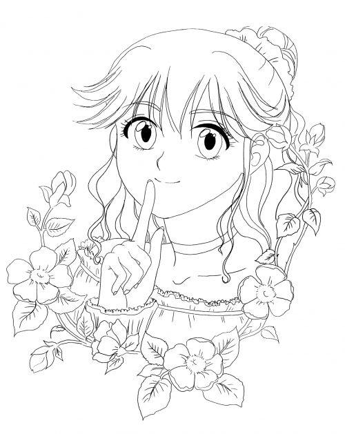 Sweet girl coloring page