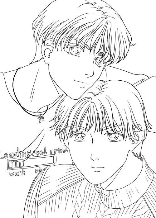 Two cute boys coloring page