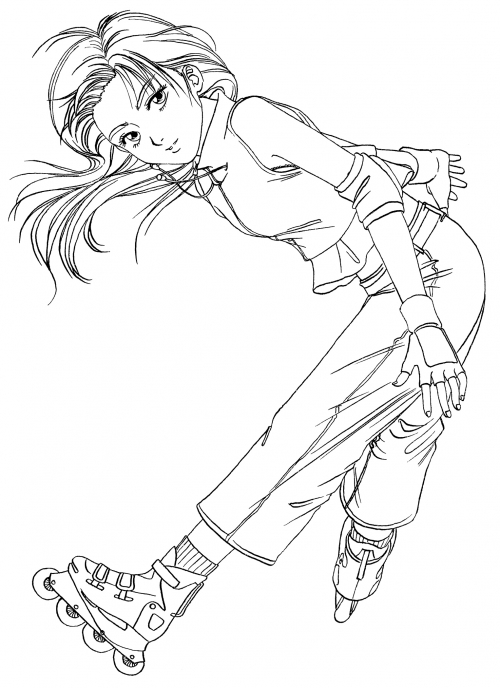 Roller girl coloring page